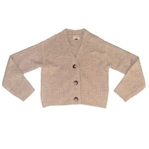 Target Universal Thread braided tan knit button front v neck cropped cardigan